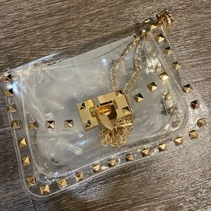 Clear purse with gold details